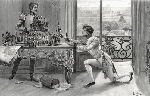 Sarah Bernhardt dans le rôle de l' "Aiglon", à Paris en 1900, au théâtre Sarah Bernhardt.