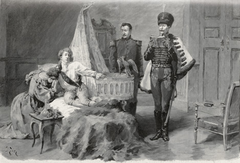 Sarah Bernhardt dans le rôle de l' "Aiglon", au théâtre Sarah Bernhardt à Paris, en 1900.