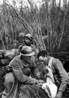 World War I. 
In the Haudromont ravine, first aid to the wounded during the battle, Februray 28, 1916