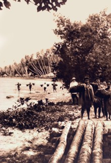 In the Wallis islands, the beach of Mata-Uru, capital of the archipelago, 1926