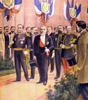 Voyage du président Loubet en Russie. Le président et sa suite.