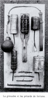 Grenade et pétards de fortune datant de la 1ère Guerre mondiale