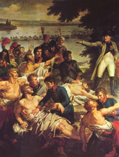 Retour de Napoléon Ier dans l'île de Lobau sur le Danube après la bataille d'Essling, 23 mai 1809 (détail)