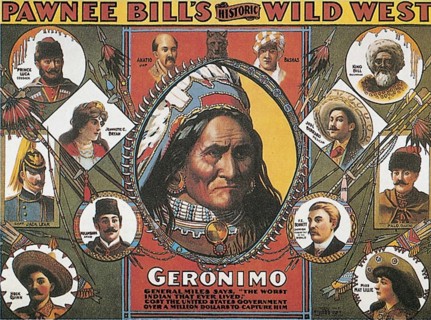 Divertissement américain en 1904 : 
Affiche du spectacle "Pawnee Bill's , Wild West Show"