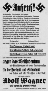 Germany, Munich, propaganda poster of the NSDAP (1938)