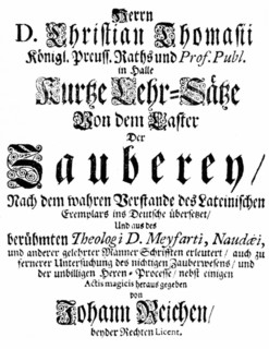 Page de titre d'un pamphlet contre la magie et la psychose des sorcières