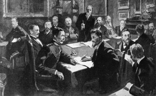 Signing of the Pretoria peace treaty, in South Africa (1902)