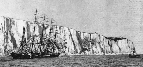 Sailing ship 'Preußen' running onto the white cliffs of Dover