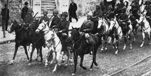 Ottoman cavalry in the streets of Istanbul