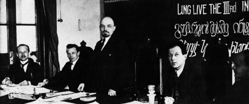 Lenin during the opening speech of the Third Communist International in Moscow