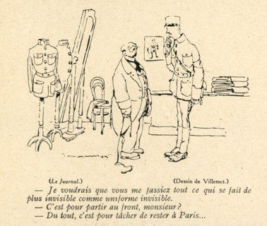 Dessin humoristique paru dans La Baïonnette n°33 du 17 février 1916