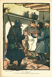 Dessin humoristique paru dans La Baïonnette n°33 du 17 février 1916