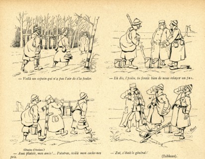 Dessin humoristique paru dans La Baïonnette n°38 du 23 mars 1916