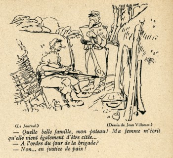 Dessin humoristique paru dans La Baïonnette n°38 du 23 mars 1916