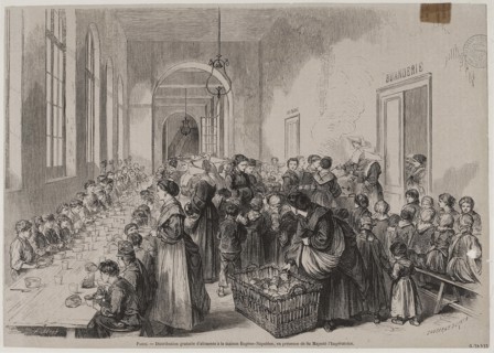 Free distribution of food at the Maison Eugène-Napoléon, in the presence of Her Majesty the Empress