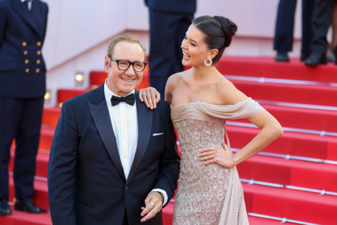Via Lemann and Kevin Spacey attending the red carpet for the film 'La Bataille de Gaulle: L'âge de