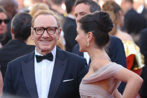 Via Lemann and Kevin Spacey attending the red carpet for the film 'La Bataille de Gaulle: L'âge de