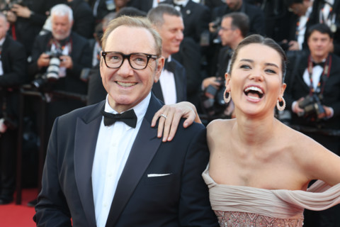 Via Lemann and Kevin Spacey attending the red carpet for the film 'La Bataille de Gaulle: L'âge de