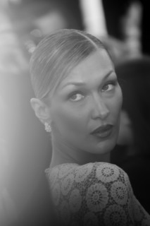 Bella Hadid (Schiaparelli dress by Daniel Roseberry) attends the "La Bataille De Gaulle: L'Âge De