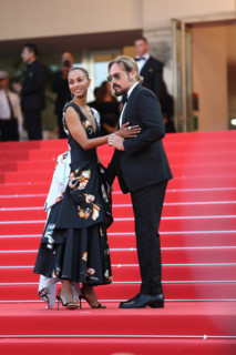 Zoe Saldaña (in Chanel) and Marco Perego attend the closing ceremony of the 79th annual Cannes Film