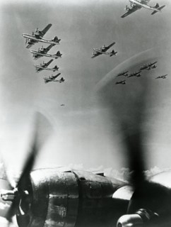 Formation of Boeing B-29 strategic bombers, 1945.