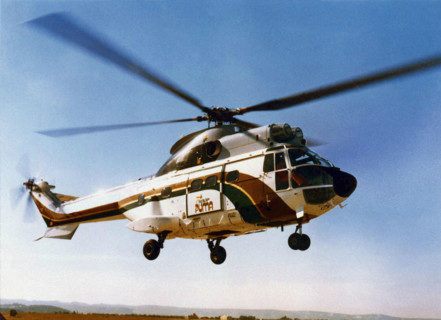 French Aérospatiale SA Super-Puma  transport helicopter.
