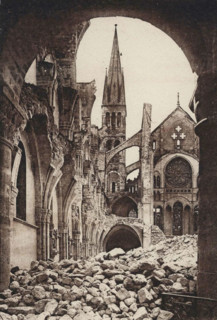 St. Remy of Reims' basilica after the bombings of 1918