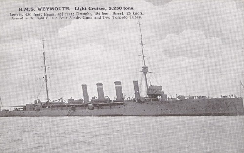 British light cruiser 'Weymouth'
