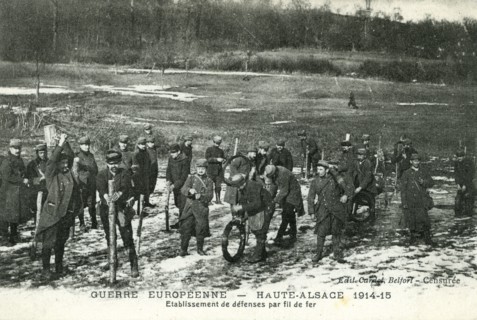 French soldiers installing barbed wire