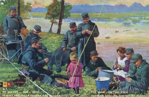 Belgian soldiers on the shores of the Yser during WWI