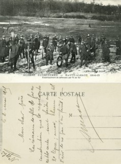 French soldiers installing barbed wire