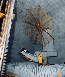 Antenna testing in anechoic chamber, 1977