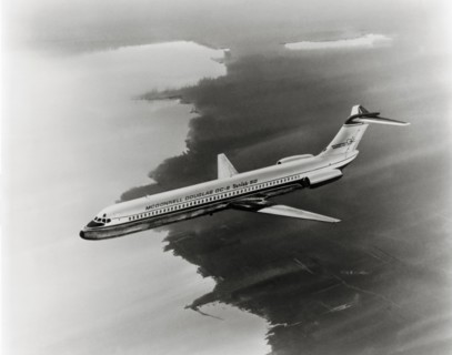 Douglas DC-9 airliner during flight