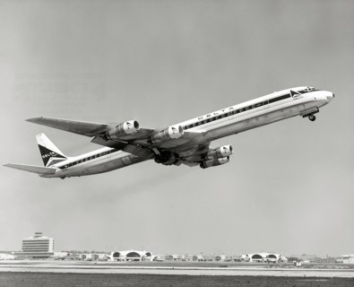 DC-8 jet aircraft at take-off