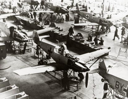 Messerschmitt fighter planes assembly plant, 1940