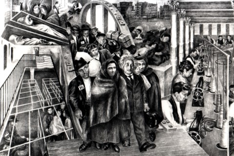 Einstein emigrating to the United States