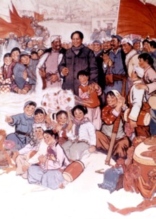 Propaganda poster, Mao Zedong and the peasants