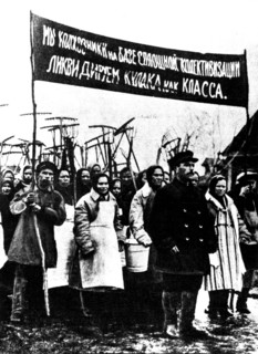 Peasants holding a placard