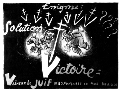 Graffitis de la Résistance sur une affiche antisémite