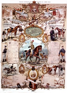 Historical colouredr print or the regiments of the Belgian army