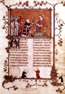 Jean de Joinville offre son livre à Louis, roi de Navarre, futur Louis X