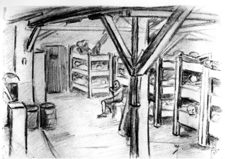 Edmond Goergen. Interior of block VIII, or Russenlager in Mathausen