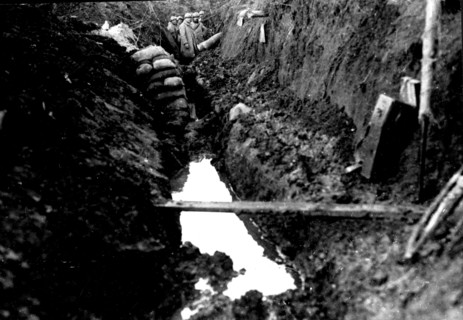 Vauderc plateau. First line trench invaded by water and mud