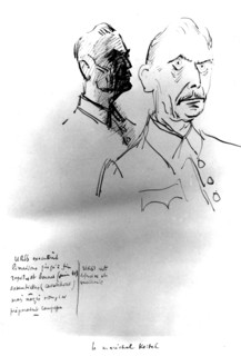Keitel. Dessin exécuté pendant le procès de Nuremberg.