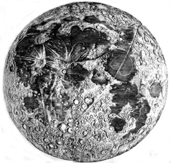 Map of the Moon. Engraving by Cl. Mellan (1598-1688)
