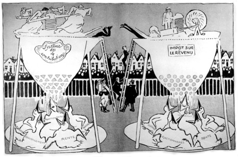 Grandjouan, Caricature in 'l'Assiette au beurre' about French taxes