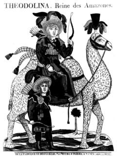 Image by Nancy. Theodolinda, Amazon queen, riding a camel