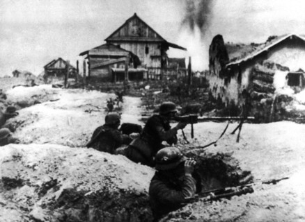 German soldiers in trenches they have dug in the suburbs of Stalingrad (1942)