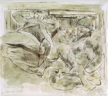 Dunoyer de Segonzac dans une sape (Somme), 1916