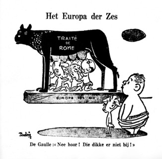 Caricature of De Gaulle and the Treaty of Rome towards the Commonwealth
